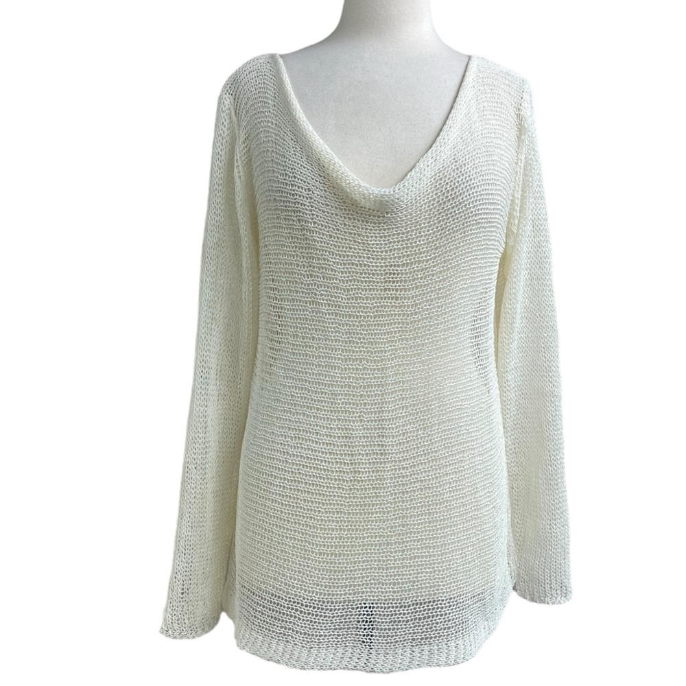 Soft Surroundings Seaside open weave off white summery sweater large